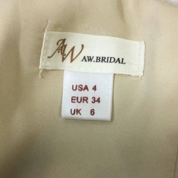 AW BRIDAL 4 S champagne cream satin one shoulder bridesmaid maxi dress NEW B36 - Picture 8 of 9